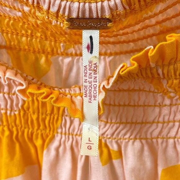 Free People Mila Floral Printed Mini Dress in Tangerine Combo Size Large New - Picture 7 of 10